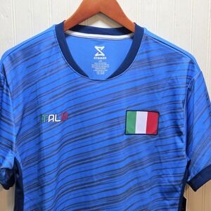 Striker Shirt Mens Large Blue Italia Italy Flag Soccer Jersey Graphic Top